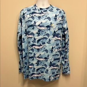 GUY HARVEY Performance Knit LS Black Marlin Hypto Tech Shirt Men XL